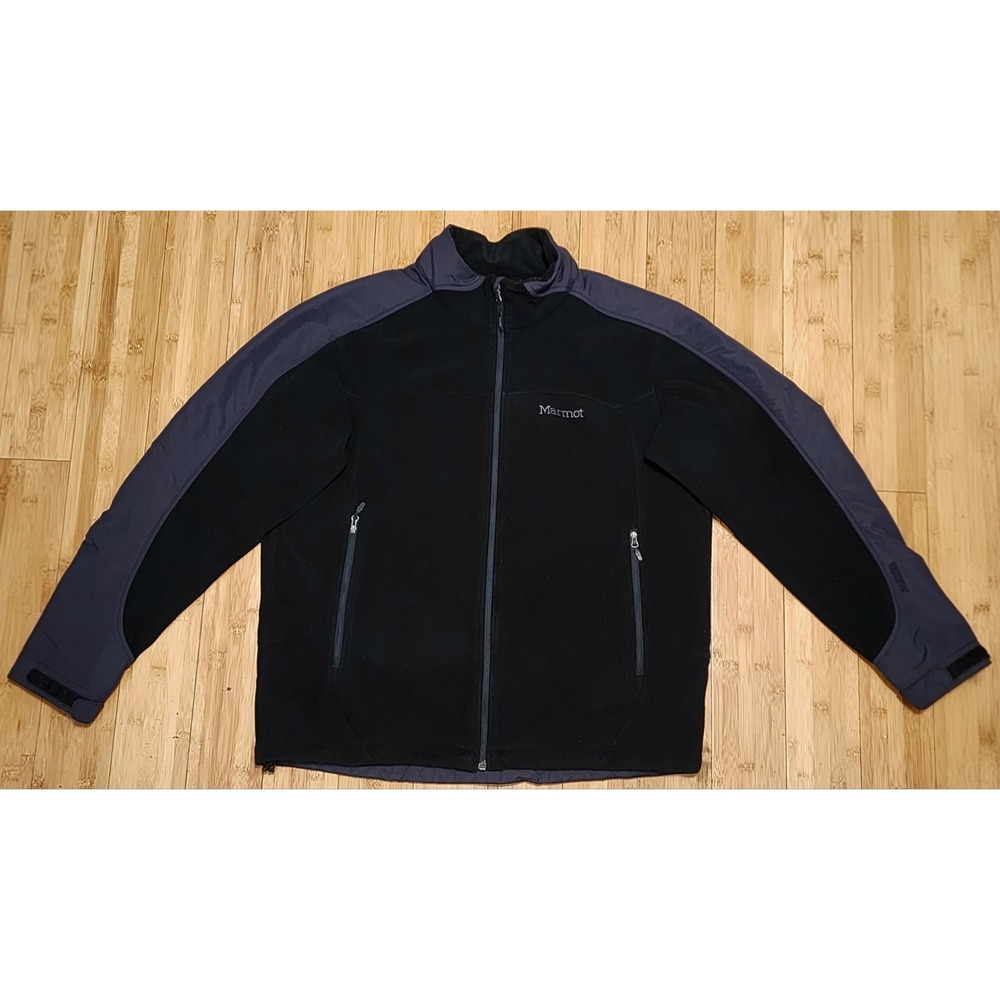 Marmot Jacket Mens Large Black Gore Windstopper Full Zip Mock Neck Outdoor Logo